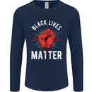 Black Lives Matter Mens Long Sleeve T-Shirt Navy Blue