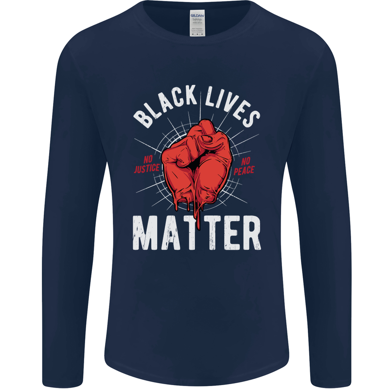 Black Lives Matter Mens Long Sleeve T-Shirt Navy Blue