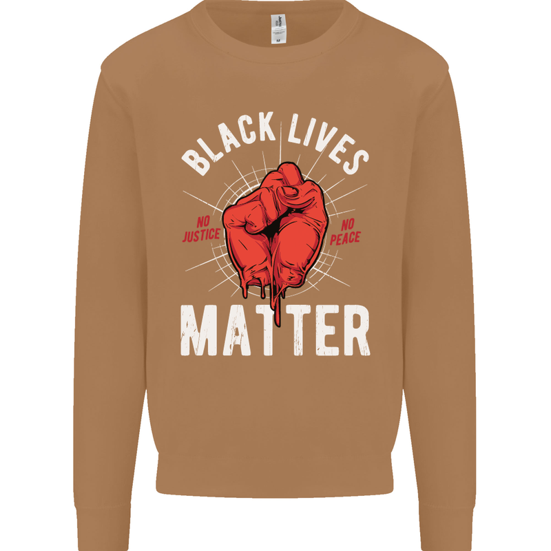 Black Lives Matter Mens Sweatshirt Jumper Caramel Latte