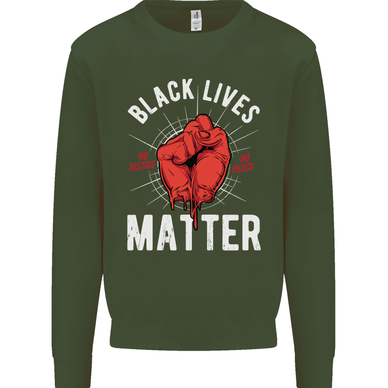 Black Lives Matter Mens Sweatshirt Jumper Forest Green