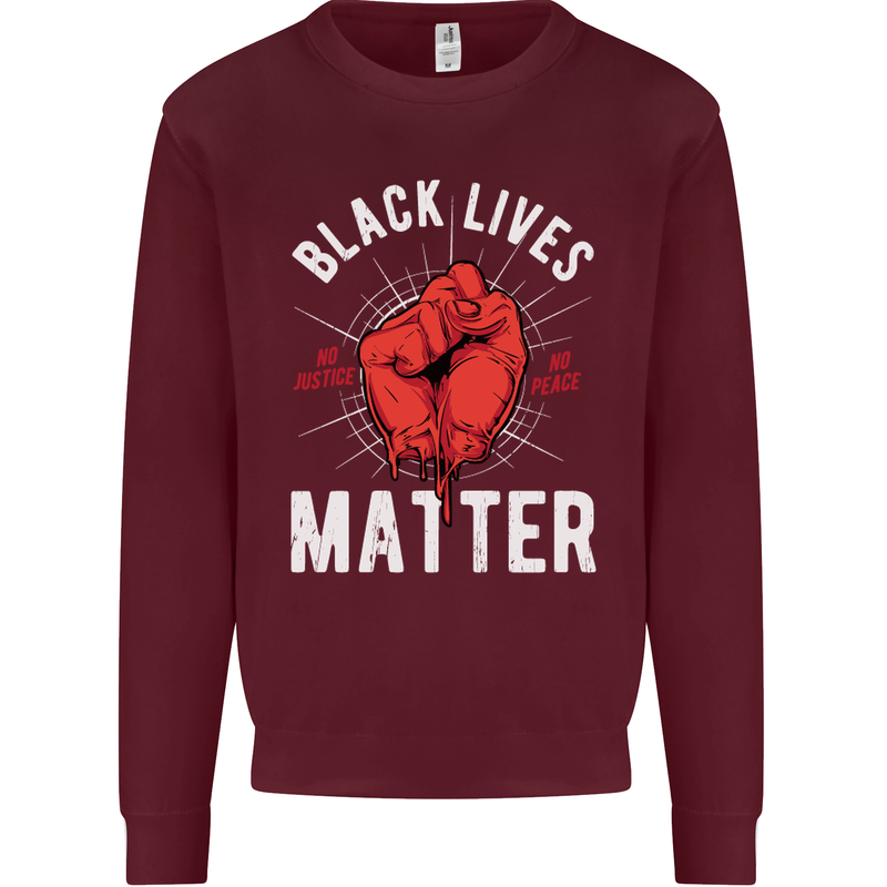 Black Lives Matter Mens Sweatshirt Jumper Maroon