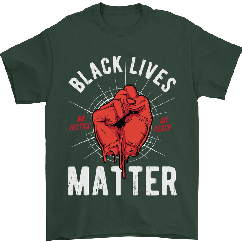 Black Lives Matter Mens T-Shirt Cotton Gildan Forest Green