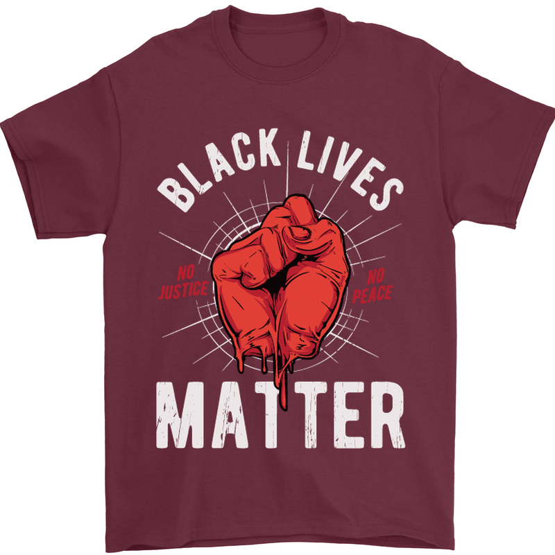 Black Lives Matter Mens T-Shirt Cotton Gildan Maroon