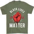Black Lives Matter Mens T-Shirt Cotton Gildan Military Green