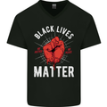 Black Lives Matter Mens V-Neck Cotton T-Shirt Black