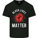 Black Lives Matter Mens V-Neck Cotton T-Shirt Black