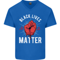 Black Lives Matter Mens V-Neck Cotton T-Shirt Royal Blue