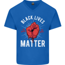 Black Lives Matter Mens V-Neck Cotton T-Shirt Royal Blue