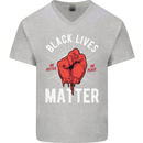 Black Lives Matter Mens V-Neck Cotton T-Shirt Sports Grey