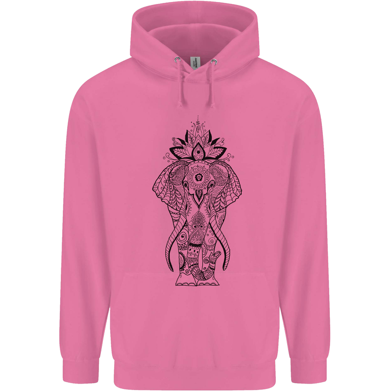 Black Mandala Art Elephant Childrens Kids Hoodie Azalea