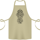Black Mandala Art Elephant Cotton Apron 100% Organic Khaki