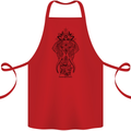 Black Mandala Art Elephant Cotton Apron 100% Organic Red