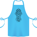 Black Mandala Art Elephant Cotton Apron 100% Organic Turquoise
