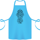 Black Mandala Art Elephant Cotton Apron 100% Organic Turquoise