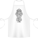 Black Mandala Art Elephant Cotton Apron 100% Organic White