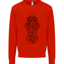 Black Mandala Art Elephant Kids Sweatshirt Jumper Bright Red