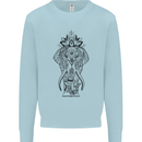 Black Mandala Art Elephant Kids Sweatshirt Jumper Light Blue