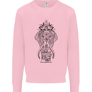 Black Mandala Art Elephant Kids Sweatshirt Jumper Light Pink