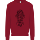 Black Mandala Art Elephant Kids Sweatshirt Jumper Red