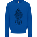 Black Mandala Art Elephant Kids Sweatshirt Jumper Royal Blue