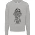 Black Mandala Art Elephant Kids Sweatshirt Jumper Sports Grey