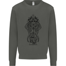 Black Mandala Art Elephant Kids Sweatshirt Jumper Storm Grey