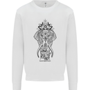 Black Mandala Art Elephant Kids Sweatshirt Jumper White