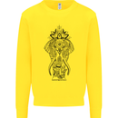 Black Mandala Art Elephant Kids Sweatshirt Jumper Yellow