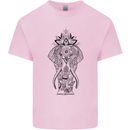 Black Mandala Art Elephant Kids T-Shirt Childrens Light Pink