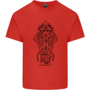 Black Mandala Art Elephant Kids T-Shirt Childrens Red