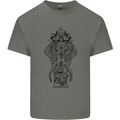 Black Mandala Art Elephant Mens Cotton T-Shirt Tee Top Charcoal
