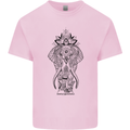 Black Mandala Art Elephant Mens Cotton T-Shirt Tee Top Light Pink