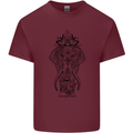 Black Mandala Art Elephant Mens Cotton T-Shirt Tee Top Maroon