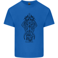 Black Mandala Art Elephant Mens Cotton T-Shirt Tee Top Royal Blue