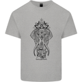 Black Mandala Art Elephant Mens Cotton T-Shirt Tee Top Sports Grey