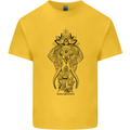 Black Mandala Art Elephant Mens Cotton T-Shirt Tee Top Yellow
