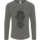 Black Mandala Art Elephant Mens Long Sleeve T-Shirt Charcoal