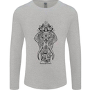 Black Mandala Art Elephant Mens Long Sleeve T-Shirt Sports Grey