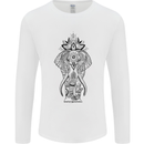 Black Mandala Art Elephant Mens Long Sleeve T-Shirt White