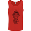 Black Mandala Art Elephant Mens Vest Tank Top Red