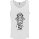 Black Mandala Art Elephant Mens Vest Tank Top White