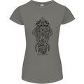 Black Mandala Art Elephant Womens Petite Cut T-Shirt Charcoal