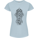 Black Mandala Art Elephant Womens Petite Cut T-Shirt Light Blue
