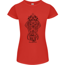 Black Mandala Art Elephant Womens Petite Cut T-Shirt Red