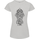 Black Mandala Art Elephant Womens Petite Cut T-Shirt Sports Grey