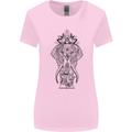 Black Mandala Art Elephant Womens Wider Cut T-Shirt Light Pink