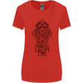 Black Mandala Art Elephant Womens Wider Cut T-Shirt Red