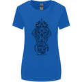 Black Mandala Art Elephant Womens Wider Cut T-Shirt Royal Blue