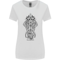 Black Mandala Art Elephant Womens Wider Cut T-Shirt White