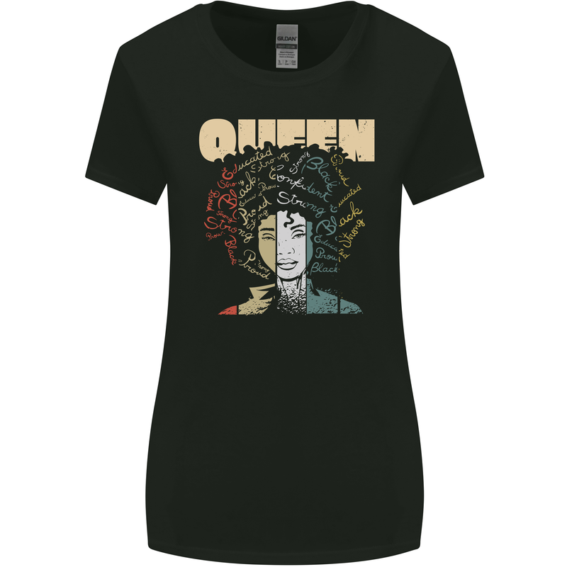 Black Queen Female Empowerment African Womens Wider Cut T-Shirt Black
